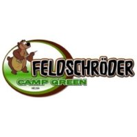 Schriftzug Feldschröder Camp Green, ein Bär 